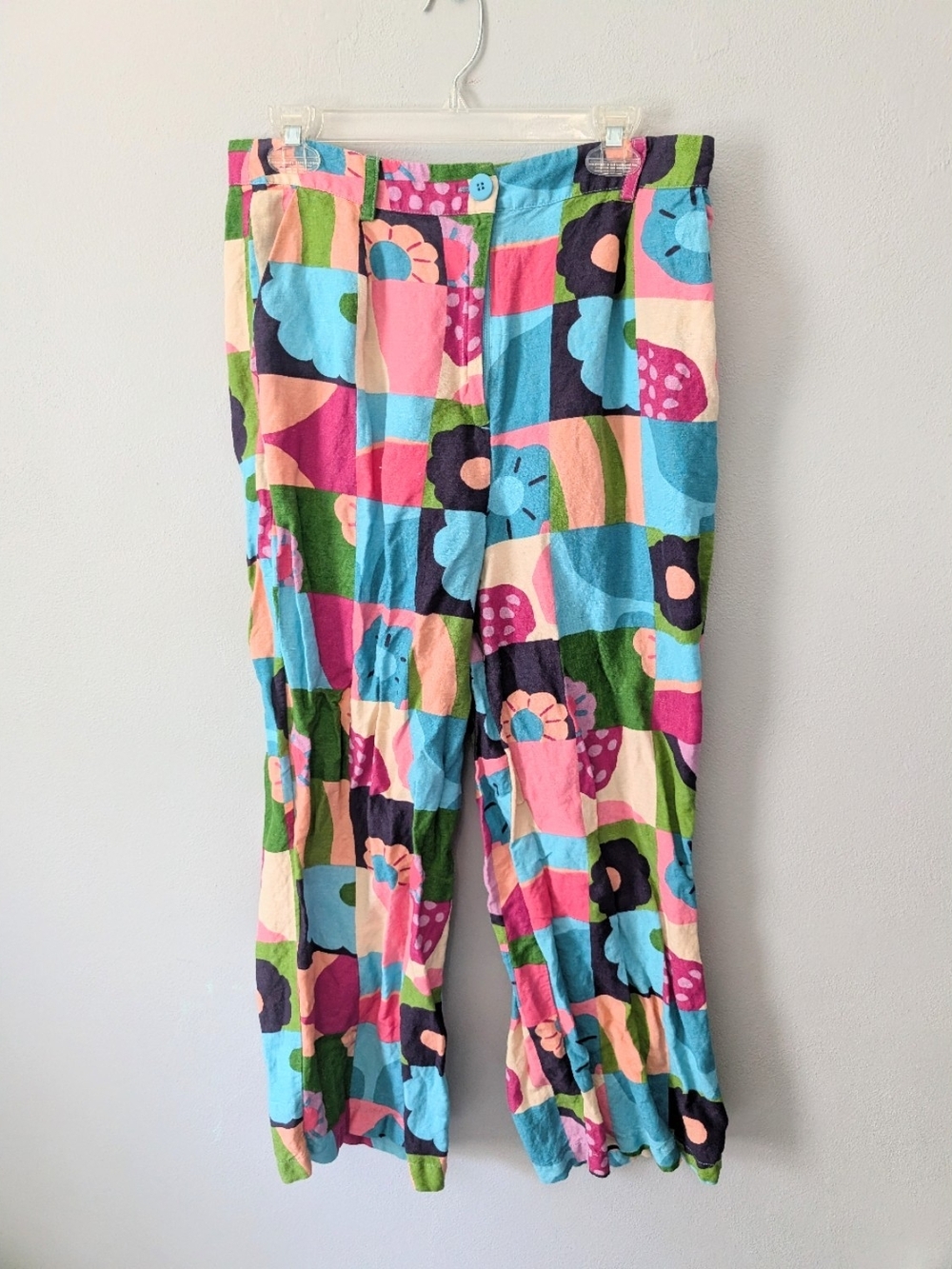 Princess Highway Linen Blend Bright Colorful Floral Ankle Pants Women's Size 12